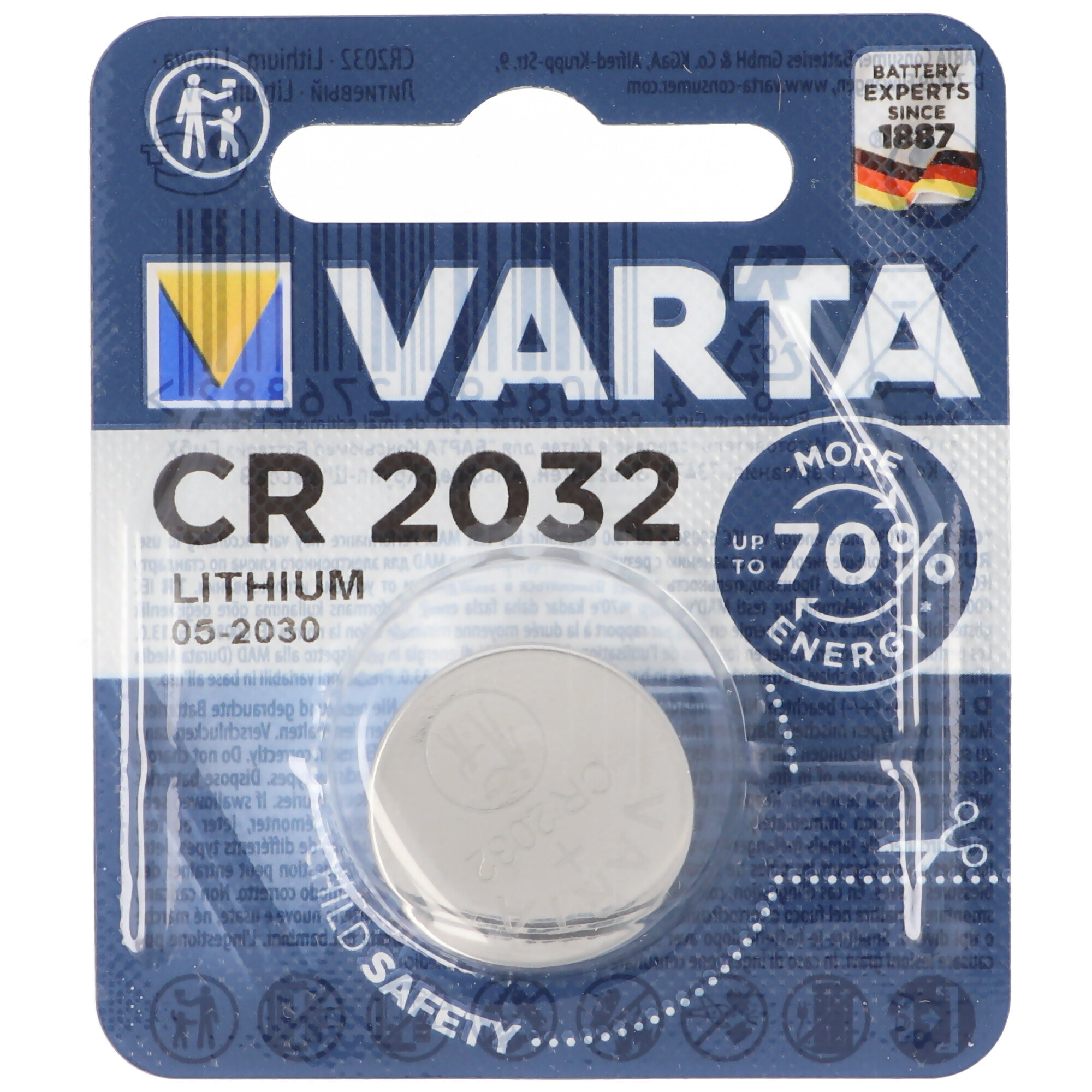 1x VARTA CR2032 Li-Mn 3 V Knopfzellen Frische Ware 2019