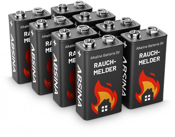 8er Pack Alkaline 9V 6LR61 Block-Batterien ideal für Rauchmelder, Rauchwarnmelder, Messgeräte, Spielzeuge und Weitere
