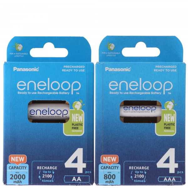 Panasonic eneloop Standard Kombipack mit 4x AA und AAA Akkus und 2 AccuCell Akkuboxen Gratis