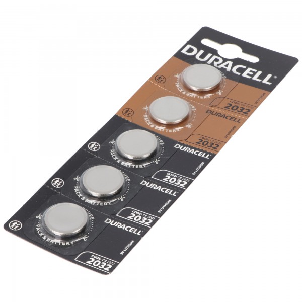 5x Duracell CR2032 Lithium Batterie 3 Volt mit bis zu 180mAh Kapazität