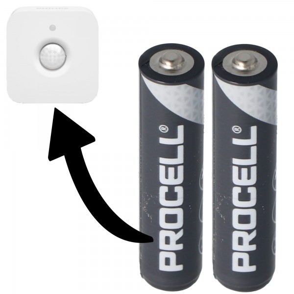 Batterie passend für Philips HUE Motion Indoor Sensor 2x Duracell Procell Alkaline LR03 Micro AAA