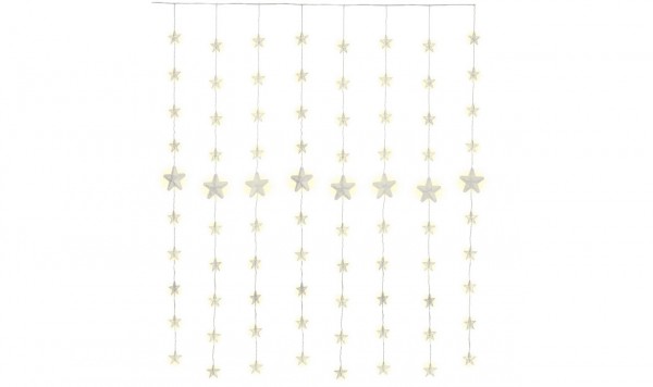 Goobay 80er LED-Sternenvorhang - mit Fernbedienung, Timer-Funktion, 8 Leuchtmodi, Dimmer und 31 V-Außentrafo, warm-weiß (3000 K)