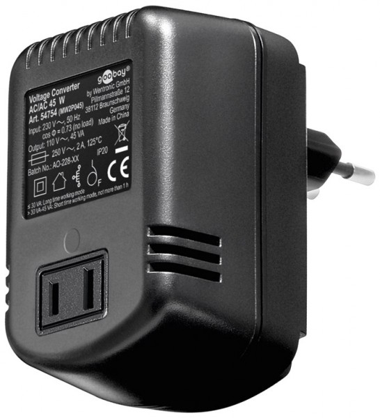 Spannungswandler AC/AC 45 W wandelt 230 V AC in 110 V AC um, Spannungswandler, Netzteile, Steckdosen und USB
