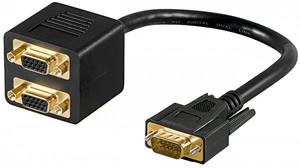 Goobay VGA Adapterkabel, vergoldet - VGA-Stecker (15-polig) > 2x VGA-Buchse (15-polig)